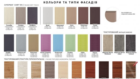 Модульная кухня Хай-тек з деревяной текстурой 2