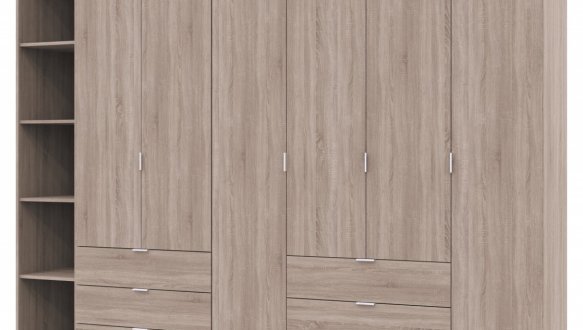 Шкаф Дорос Гелар дуб сонома с Этажеркой 6 дверной 270,7 см 2