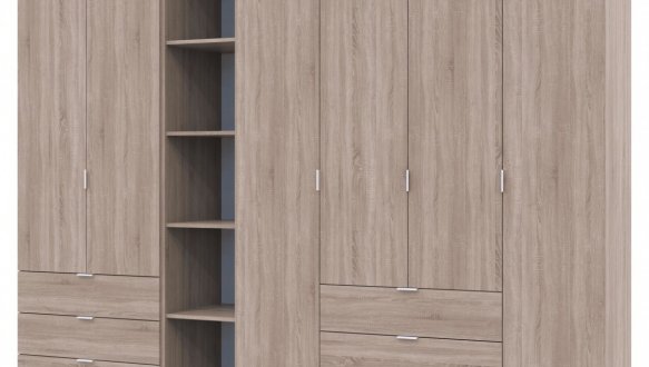 Шкаф Дорос Гелар дуб сонома с Этажеркой 6 дверной 270,7 см 3