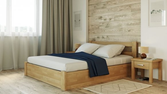 Ліжко дерев'яне Лев Соня з підйомним механізмом і нішею для білизни масив Бук 3