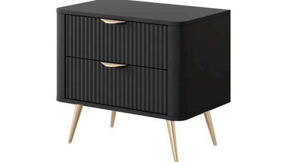 Тумба прикроватная 2S Черный/Золотые ножки Lante 2