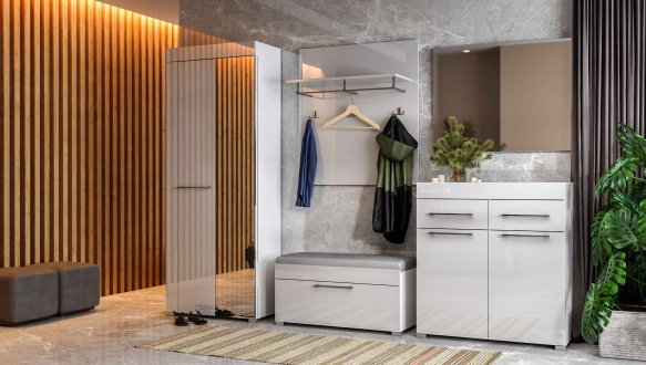 Модульная прихожая Миромарк Аманда Белый глянец