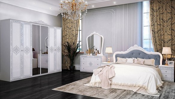 Модульная спальня Luiza/Луиза Миромарк Белый глянец 4