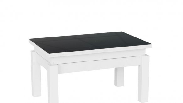 Стол-трансформер B-Fly Glass Белый бриллиант/Белые ноги/Графитовое стекло 1