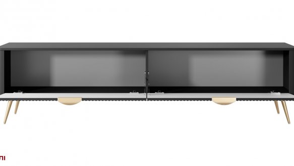 Тумба під ТВ Lante/Ланте RTV200 2D Чорний золоті ніжки Perfect Home Ширина 200 см 2