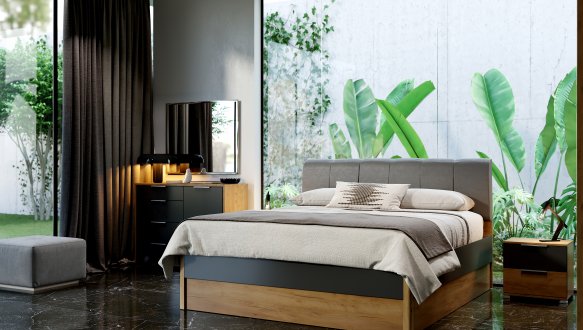 Модульная спальня Ramona/Рамона Миромарк Дуб крафт/Мат лава