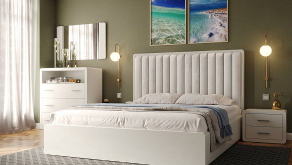 Кровать деревянная с мягкой вставкой ArborDrev Глория Сосна / Бук Белый