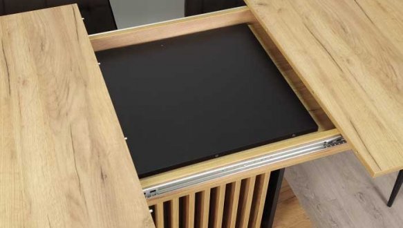 Стіл обеденный раскладной TREND D-C MAX Интарсио Дуб Крафт Золотой/Черный 160/210 см 11