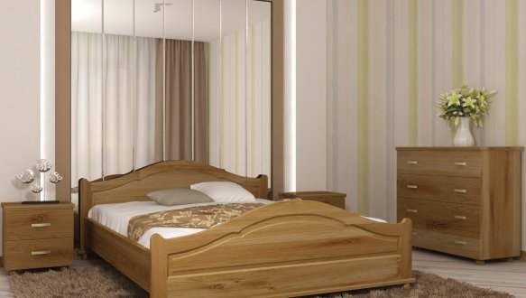 Кровать двуспальная деревянная Явито Орхидея Массив Ольха / Ясень / Дуб 1