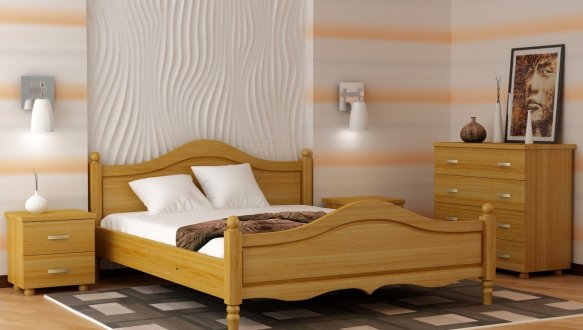 Ліжко двоспальне дерев'яне Явіто Лаванда Масив Вільха / Ясен / Дуб 2