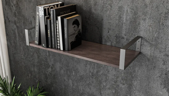 Полиця настінна венге темний/чорний XR28