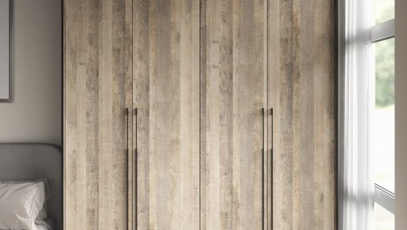 Шкаф Морели R-0019 Рамо 4 дверный дуб гранж со штангой и полками 197см 0