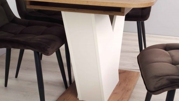 Стіл Volt Інтарсіо Дуб Крафт Табако/Мигдаль Розкладний 140/180 см 3