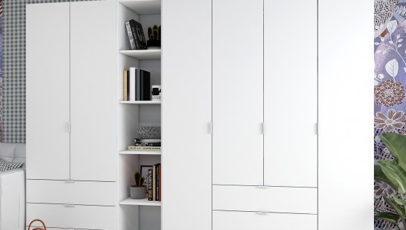 Шкаф Дорос Гелар белый с Этажеркой 6 дверной 270,7 см
