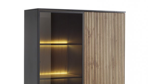 Вітрина низька Сенто / Sento WT104 з підсвіткою чорний/дуб вотан Perfect Home ширина 103 см. 12