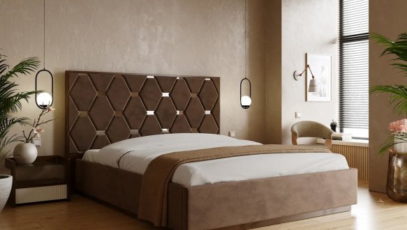 Ліжко м'яке двоспальне Arbordrev Олівія з підйомним механізмом та нішею для білизни Сосна / Бук 2