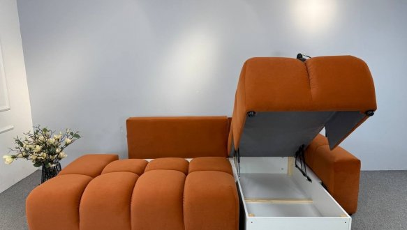 Кутовий диван розкладний крокуюча єврокнижка Елізіум Сапфір 277 см 26