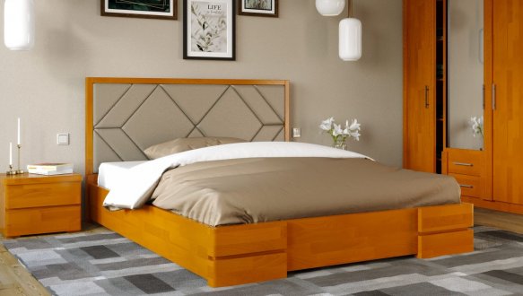 Кровать деревянная с мягкой вставкой ArborDrev Тиффани Сосна / Бук 3