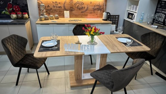 Стол обеденный Titan Интарсио Белая Аляска/Дуб Тахо Раскладной 140/180 см 6