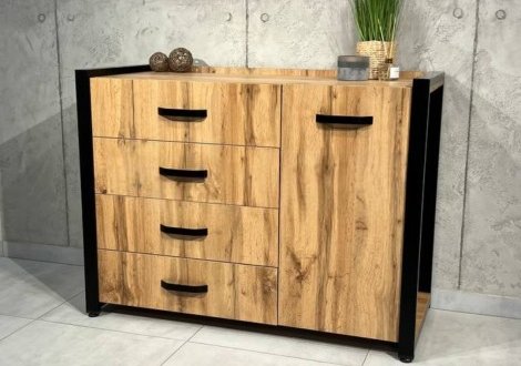 Комод LOFT Дуб Сонома / Чорний мат MebliRoMax