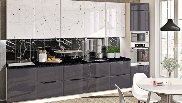 Модульная кухня Хай-тек цветная печать 18