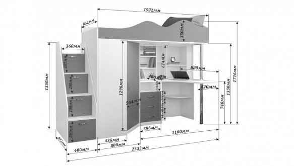  Ліжко горище дитяче Art in Head Binky ДС37А 14