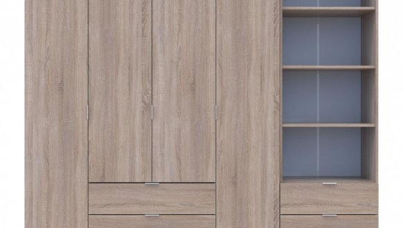 Шкаф для одежды Дорос Гелар дуб сонома 4 дверный с пеналом 215 см 4