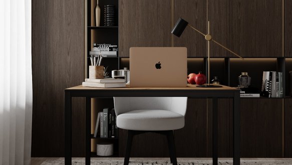 Письменный стол Brevity Loft mid Дуб крафт золотой/Чёрный металл