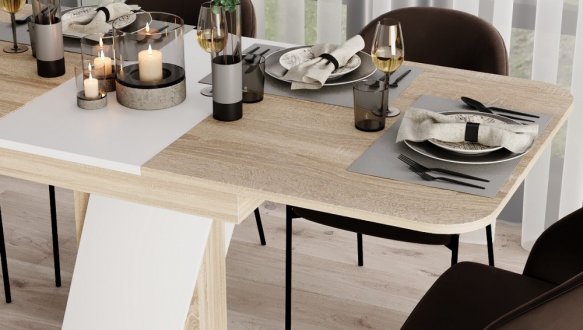 Стіл-трансформер Lendi Дуб сонома/Білий діамант 0