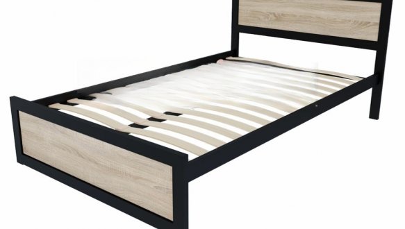 Кровать LOFT 120×200 Дуб Сонома / Чёрный мат MebliRoMax 3