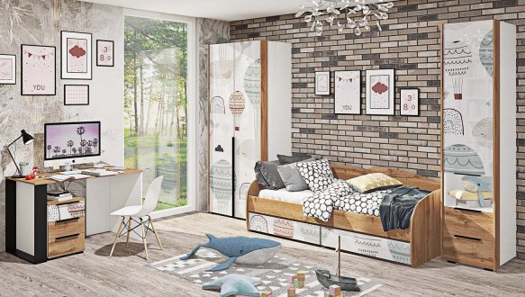 Модульная детская Oxford/Оксфорд Комфорт мебель Дуб Золотой