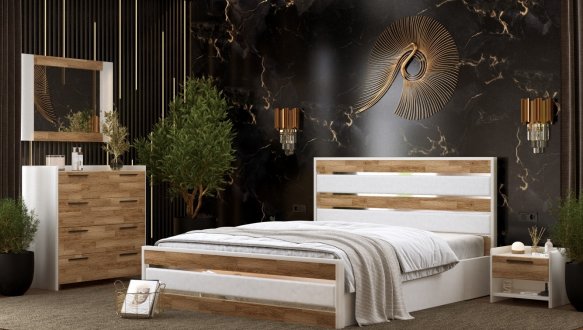 Кровать деревянная с декоративными вставками ArborDrev Оскар Сосна 0