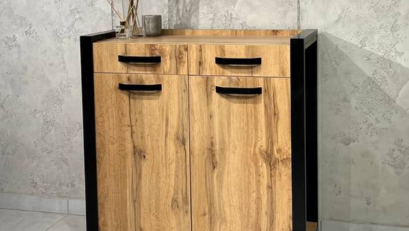 Тумба LOFT 2ш2д Дуб Сонома / Чёрный мат MebliRoMax 3