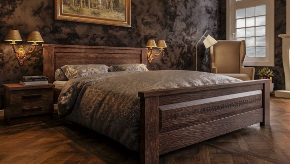 Кровать двуспальная деревянная ЧДК Элит NEW Щит Сосна 11