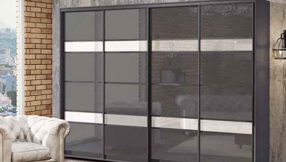 Шкаф-купе Комфорт мебель Модель-5 графит 4 дверный 400 см