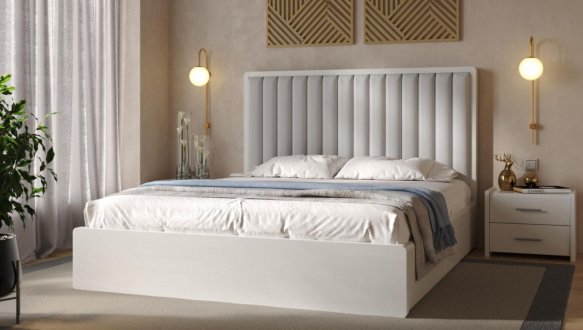 Кровать деревянная с мягкой вставкой ArborDrev Глория Сосна / Бук Белый 10