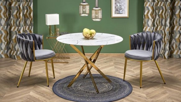 Стіл RAYMOND 2 білий мармур-золото