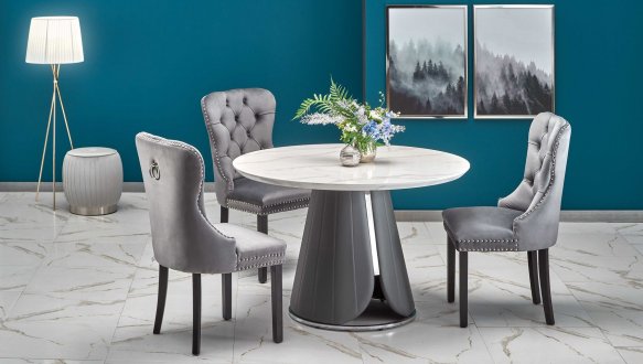 Стол Remigio белый мрамор/серый