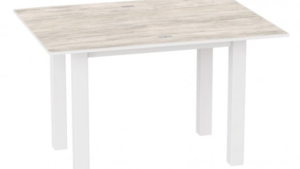 Стол-трансформер Dinner Glass Артвуд светлый/Белые ноги/Белое стекло 0