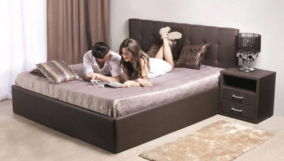 Ліжко м'яке двоспальне Городок меблі Ріанна без підйомного механізму