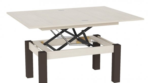 Стол-трансформер B-Fly Glass Гикори рокфорд светлый/Венге ноги/Белое стекло 2