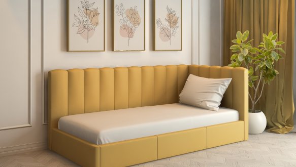 Ліжко м'яке двоспальне Лев Скандинавія з підйомним механізмом та нішею для білизни 1