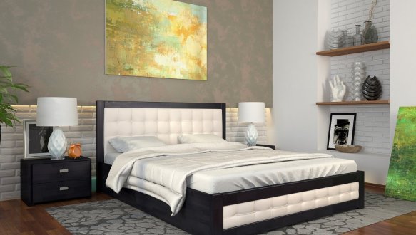 Ліжко дерев'яне ArborDrev Рената Д з підйомним механізмом та нішею для білизни Сосна / Бук 5