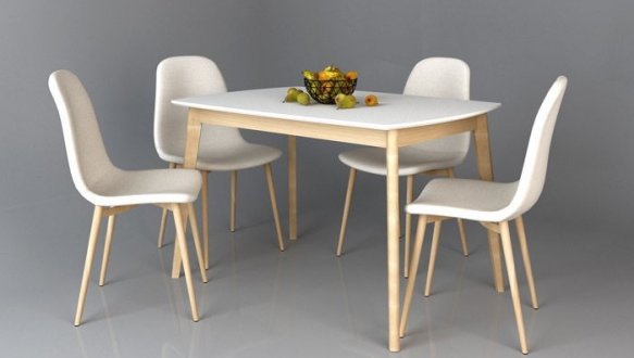 Стіл Exen II / Ексен II Інтарсіо Білий Розкладний 120/160 см 1