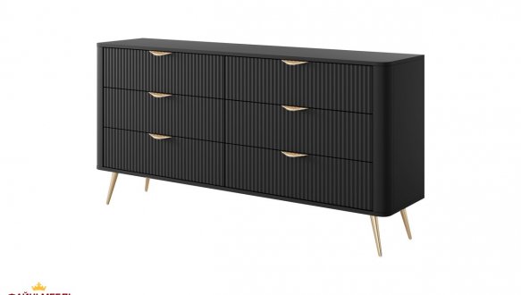 Комод 6S/163 Чорний/Золоті ніжки Lante 2
