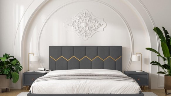 Кровать мягкая двуспальная Виорина деко Mirali / Мирали 9