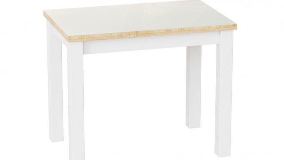 Стол-трансформер Dinner Glass Дуб сонома/Белые ноги/Белое стекло 2