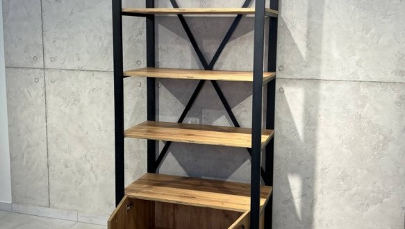 Стеллаж LOFT 900 2Д Дуб Сонома / Чёрный мат MebliRoMax 2