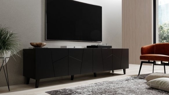 Тумба под ТВ Etna/Этна RTV200 4D Черный/Черный глянец Cama Ширина 200 см 0