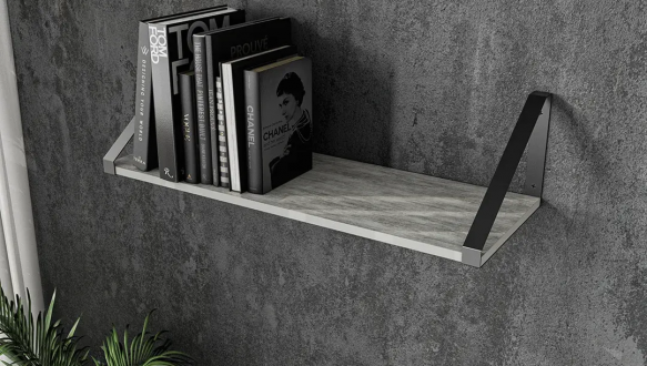 Полиця настінна бетон/чорний XT28